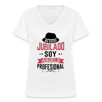 Papi Retraité Je Suis Un Grand-père Professionnel - T-shirt col V Femme - blanc - Devant - Lela (165cm)