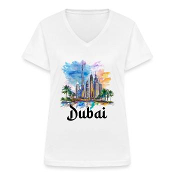 Dubai Skyline Arab Emirates - Frauen-T-Shirt mit V-Ausschnitt - Weiß - Vorne - Lela (165cm)