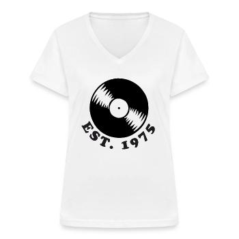1975 Vintage - Frauen-T-Shirt mit V-Ausschnitt - Weiß - Vorne - Lela (165cm)