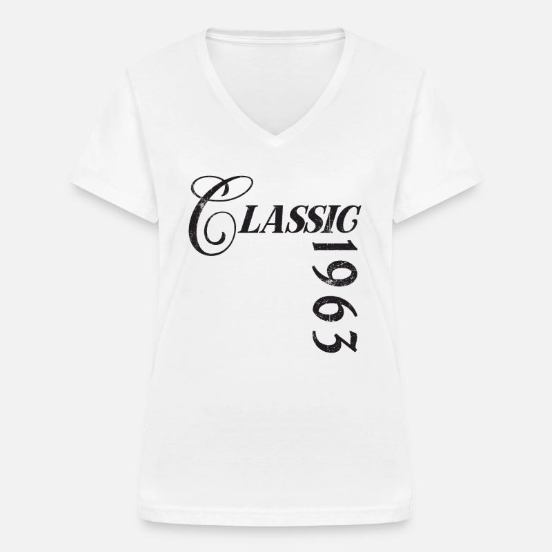 Årgang 1963 - T-shirt med V-hals til damer - hvid