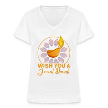 Diwali Hindus Sikh Fest der Lichter Geschenk - Frauen-T-Shirt mit V-Ausschnitt - Weiß - Vorne - Lela (165cm)