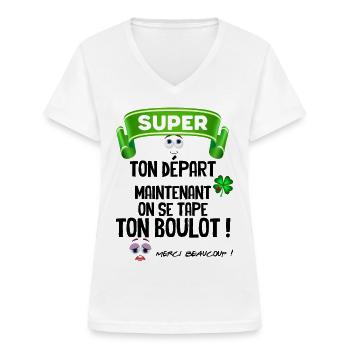 Collègue Départ cadeau Future Retraite - T-shirt col V Femme - blanc - Devant - Lela (165cm)