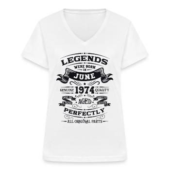 50th Birthday Original June 1974 Born 1974 - Women's V-neck T-shirt - white - Front - Lela (165cm)