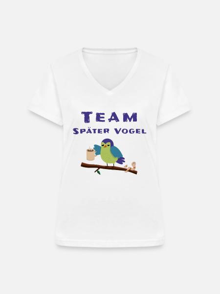 Später Vogel Morgenmuffel Schlafshirt - Frauen-T-Shirt mit V-Ausschnitt - Weiß