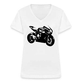motorbike - Women's V-neck T-shirt - white - Front - Lela (165cm)