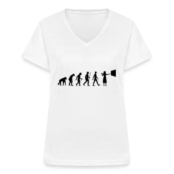 Professeur Evolution Professeur d’école Développement - T-shirt col V Femme - blanc - Devant - Lela (165cm)