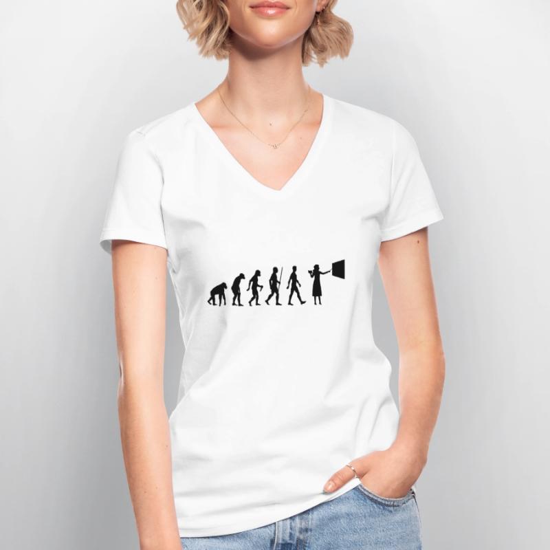 Professeur Evolution Professeur d’école Développement T-shirt col V Femme