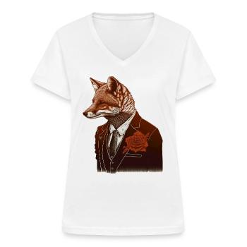 Fuchs Tierliebhaber Tierisch Tier Geschenkidee - Frauen-T-Shirt mit V-Ausschnitt - Weiß - Vorne - Lela (165cm)