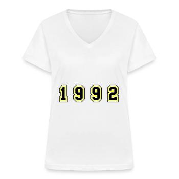 1992 Jahr Zahl - Frauen-T-Shirt mit V-Ausschnitt - Weiß - Vorne - Lela (165cm)