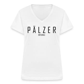 Pälzer Original - Frauen-T-Shirt mit V-Ausschnitt - Weiß - Vorne - Lela (165cm)