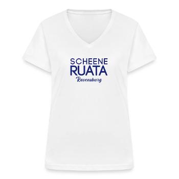 Scheene Ruata Rutenfest Ravensburg - Frauen-T-Shirt mit V-Ausschnitt - Weiß - Vorne - Lela (165cm)