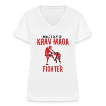 Israelischer Kampfsport Krav Maga - Frauen-T-Shirt mit V-Ausschnitt - Weiß - Vorne - Lela (165cm)