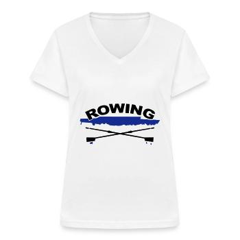 Aviron, Rowing - T-shirt col V Femme - blanc - Devant - Lela (165cm)