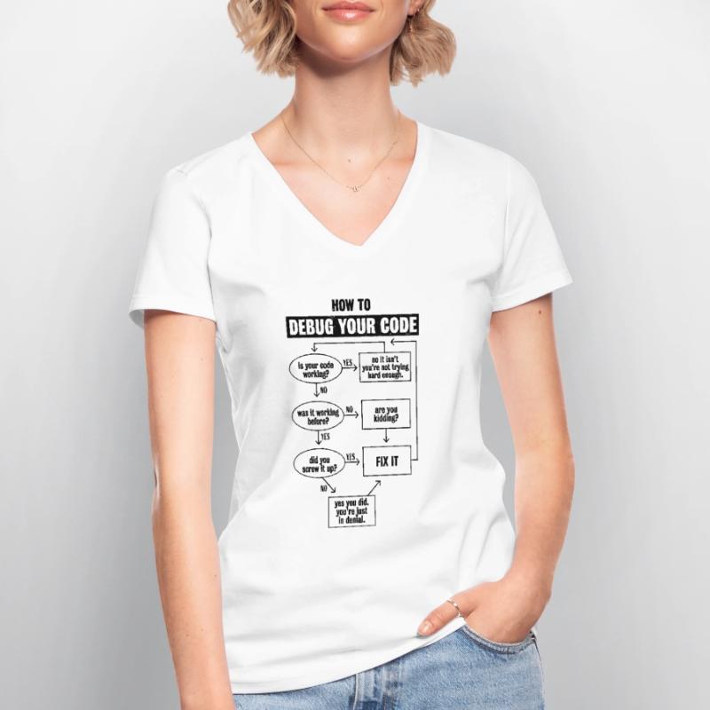 Codage de code de programmation Cadeau de débogage drôle T-shirt col V Femme