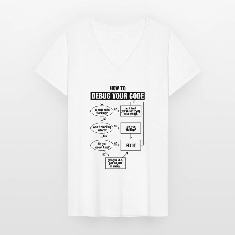 Codage de code de programmation Cadeau de débogage drôle T-shirt col V Femme