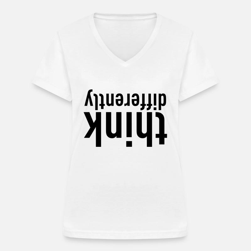 Think Differently - Frauen-T-Shirt mit V-Ausschnitt - Weiß