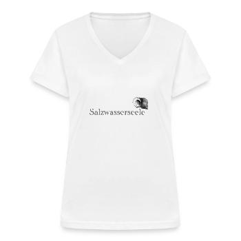 Salzwasserseele mit Muschel, schlichtes Design - Frauen-T-Shirt mit V-Ausschnitt - Weiß - Vorne - Lela (165cm)