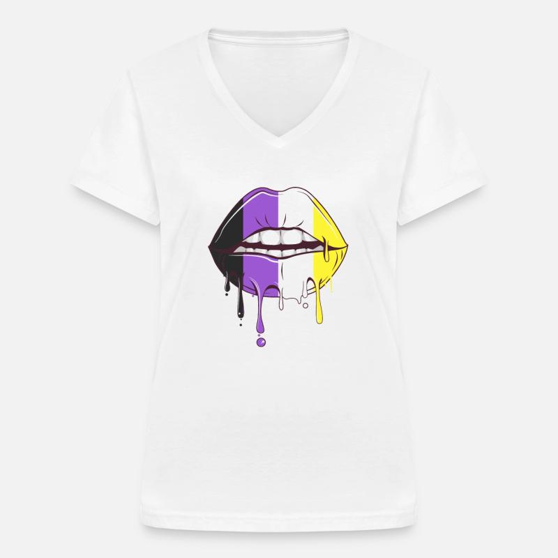 Non Binary Pride Flag Love is Love Gift - Women's V-neck T-shirt - white