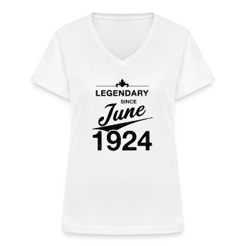 100th Birthday Legendary since June 1924 - Women's V-neck T-shirt - white - Front - Lela (165cm)