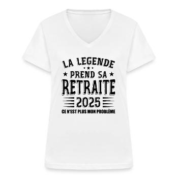 Retraite, Retraité, Retraitée - T-shirt col V Femme - blanc - Devant - Lela (165cm)