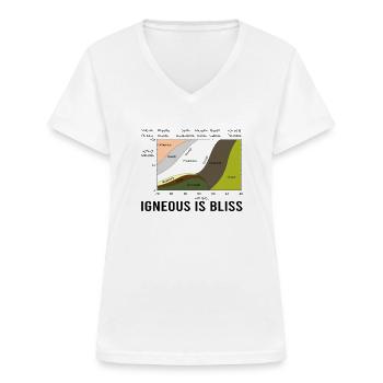 Igneous Is Bliss Geology Rock Geek Humor - - Women's V-neck T-shirt - white - Front - Lela (165cm)