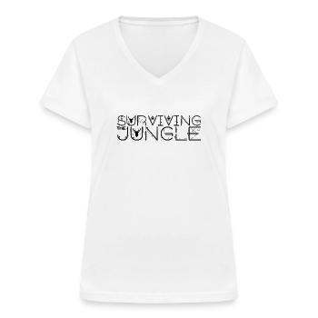 Survivre dans la jungle - Jungle - T-shirt col V Femme - blanc - Devant - Lela (165cm)