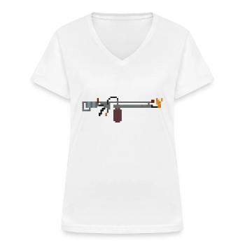 Lance-flammes - T-shirt col V Femme - blanc - Devant - Lela (165cm)