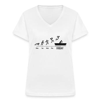 Kanu Kajak Wochenend BOOT Kanufahrer Kanufahren - Frauen-T-Shirt mit V-Ausschnitt - Weiß - Vorne - Lela (165cm)