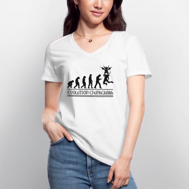 Cryptozoologists Chupacabra Creatures Evolution Women's V-neck T-shirt