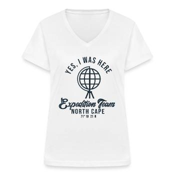 Nordkap Nord Kapp Cap Nord - Frauen-T-Shirt mit V-Ausschnitt - Weiß - Vorne - Lela (165cm)