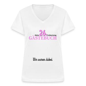 Gästebuch T Shirt 26. Geburtstag Damen - Frauen-T-Shirt mit V-Ausschnitt - Weiß - Vorne - Lela (165cm)
