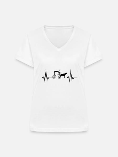 Kutscher Kutsche Pferdekutscher Kutschieren - Frauen-T-Shirt mit V-Ausschnitt - Weiß