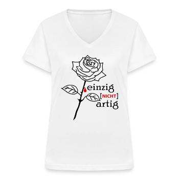 Rose einzigartig Flock - Frauen-T-Shirt mit V-Ausschnitt - Weiß - Vorne - Lela (165cm)