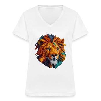 Löwenkopf - Frauen-T-Shirt mit V-Ausschnitt - Weiß - Vorne - Lela (165cm)