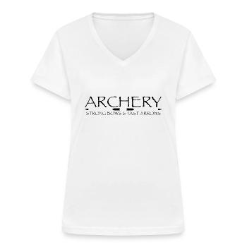 Bogenschießen Männer Frauen Shirt Hoodie Sticker - Frauen-T-Shirt mit V-Ausschnitt - Weiß - Vorne - Lela (165cm)