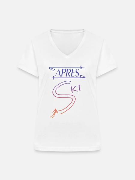Apres Ski ski - Frauen-T-Shirt mit V-Ausschnitt - Weiß