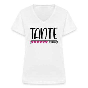 Tante loading - Frauen-T-Shirt mit V-Ausschnitt - Weiß - Vorne - Lela (165cm)