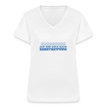 ich brauche Zerstreuung - Frauen-T-Shirt mit V-Ausschnitt - Weiß - Vorne - Lela (165cm)