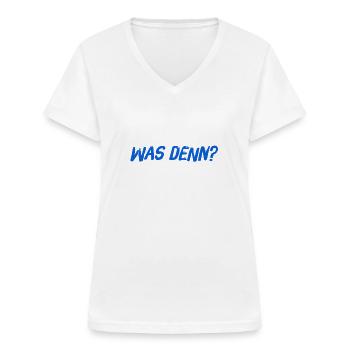 was willst du denn? - Frauen-T-Shirt mit V-Ausschnitt - Weiß - Vorne - Lela (165cm)