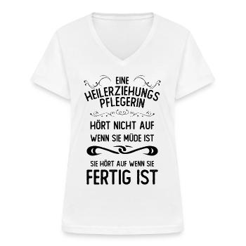 Hep | Heilerziehungspflegerin | Soziale Berufe - Frauen-T-Shirt mit V-Ausschnitt - Weiß - Vorne - Lela (165cm)