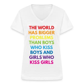 LGBTQ+ - T-shirt col V Femme - blanc - Devant - Lela (165cm)