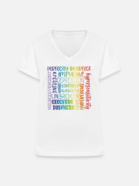 Neurodivergent - Frauen-T-Shirt mit V-Ausschnitt - Weiß