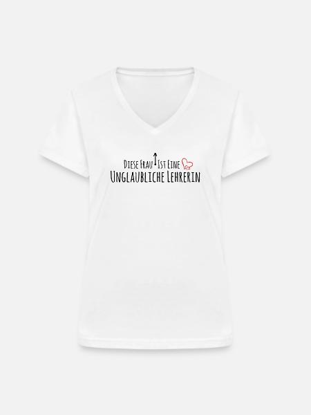 Lehrerin Danke - Frauen-T-Shirt mit V-Ausschnitt - Weiß