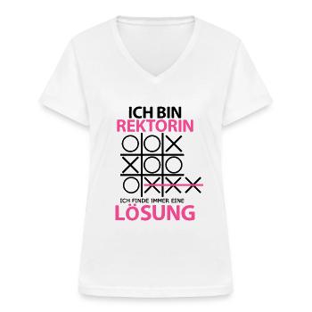 Rektorin Schulleiterin Sprüche Geschenkidee Pink - Frauen-T-Shirt mit V-Ausschnitt - Weiß - Vorne - Lela (165cm)