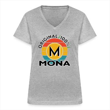 Mona - Frauen-T-Shirt mit V-Ausschnitt - Grau meliert - Vorne - Lela (165cm)
