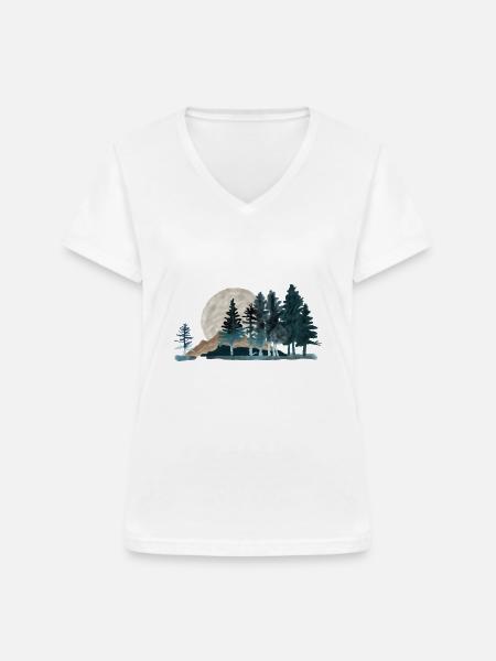 Aquarell Landschaft Berge - Frauen-T-Shirt mit V-Ausschnitt - Weiß