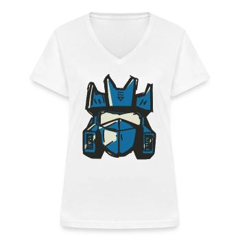 Transformers Soundwave Head Costume - Women's V-neck T-shirt - white - Front - Lela (165cm)