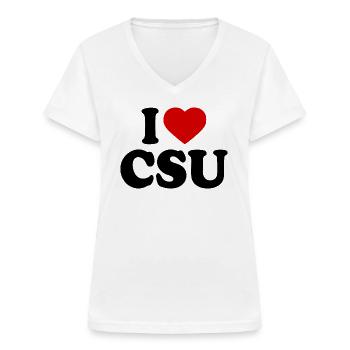 I love csu - Frauen-T-Shirt mit V-Ausschnitt - Weiß - Vorne - Lela (165cm)