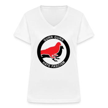Bird Lover Antifascism - Frauen-T-Shirt mit V-Ausschnitt - Weiß - Vorne - Lela (165cm)