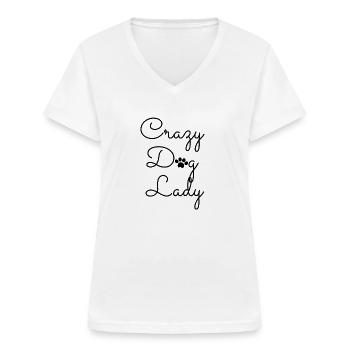 Dame de chien fou - T-shirt col V Femme - blanc - Devant - Lela (165cm)